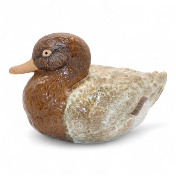 Vintage Ceramic Duck Figurine Brown & Green Decorative Collectible Home Decor Di - Picture 3 of 8